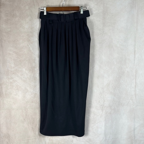 Express Knit Maxi Skirt Black Belted Pleated VTG Deadstock Women Small Y2K 90's - Picture 1 of 12